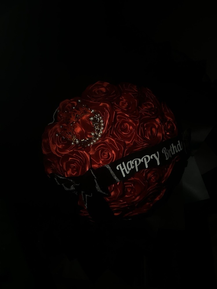 Artificial Red Rose Fabric Bundle with Decorative Butterflies