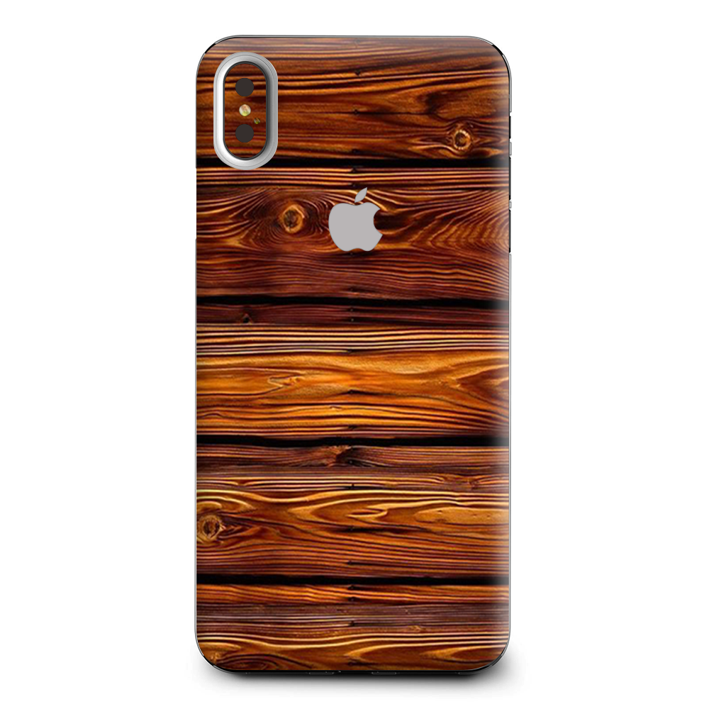 Skins Decal Wrap for Apple iPhone XS Max-Red Deep Mahogany Wood Pattern