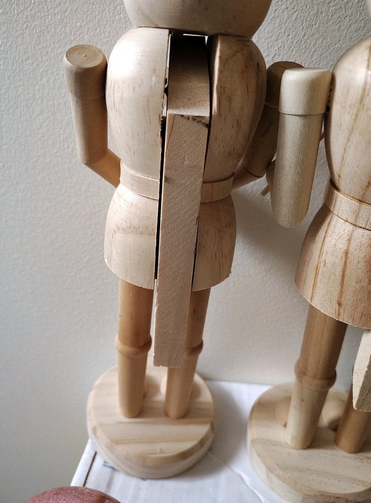 Make Market Wood Easter Bunny Rabbit Nutcracker Pair Unpainted Art Craft Project