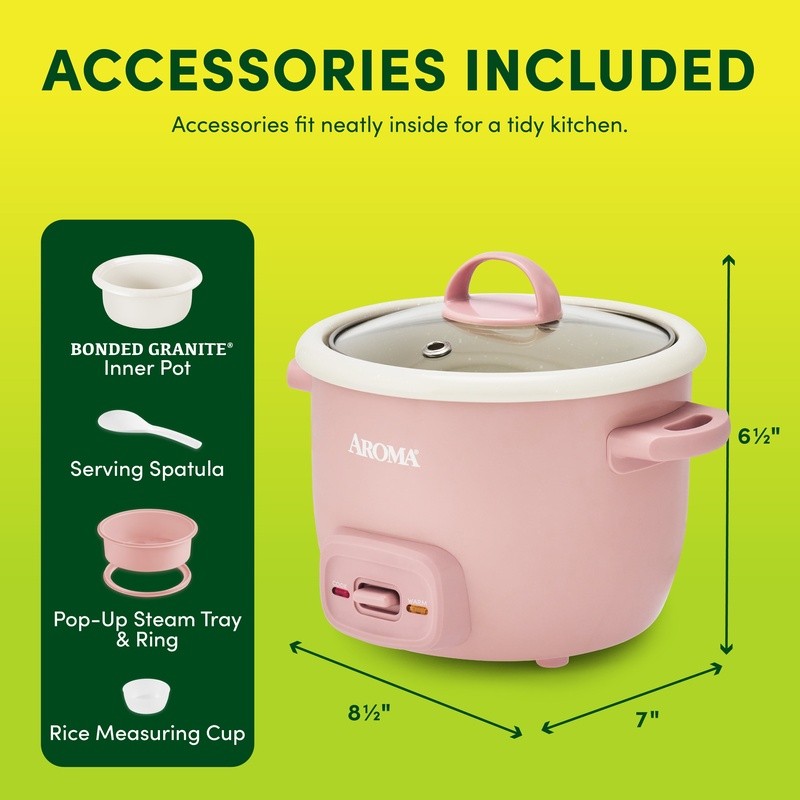 4-Cup Rice Cooker W/ Pop-Up Steamer Nonstick Ceramic Automatic Warm Function New