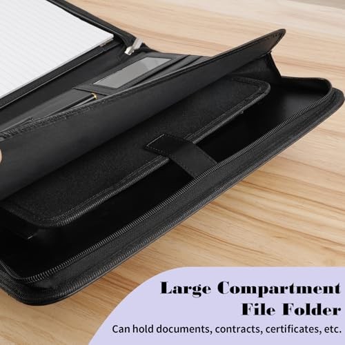 Leather Padfolio Portfolio Binder Organizer, with 25 Pages Notepad & 13" Tablet