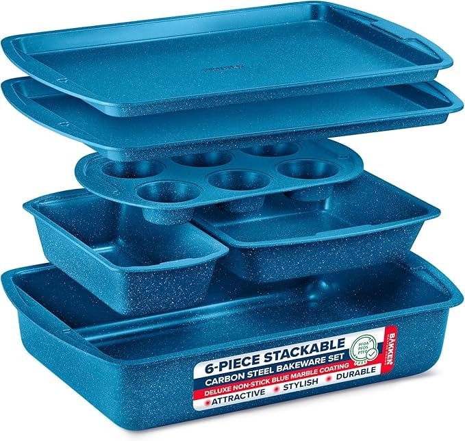 Bakeware Sets Nonstick Carbon Steel Baking Sheet & Pans Stackable 10-Piece