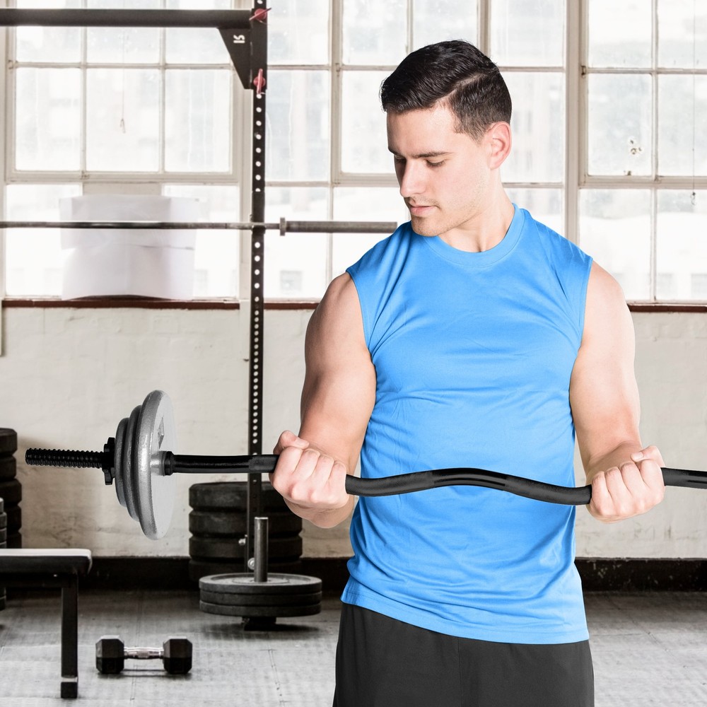 Barbell Standard 1” Curl Bar and Dumbbell Handle Set