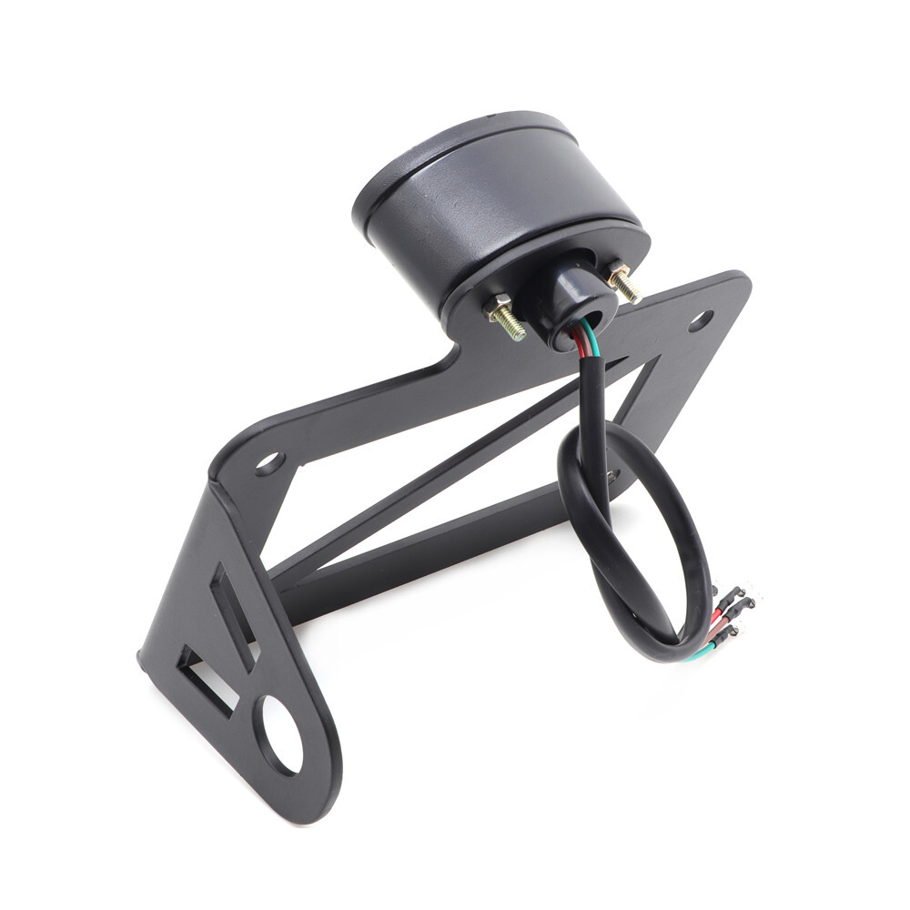 Black Left Side Mount LED Tail Light License Plate Bracket For Harley Bobber