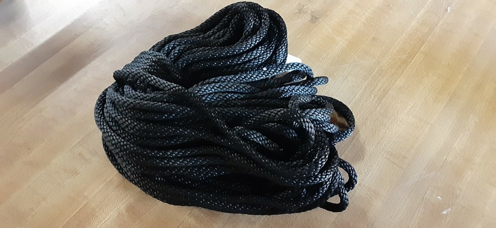 1/4” x 100 ft. Solid Braid MFP Rope Hank. Black. Made in USA