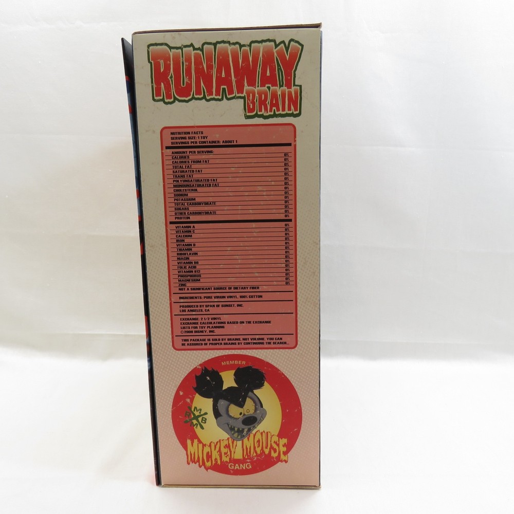 Runaway Brain Mickey Mouse Cereal Box w/8" Action Figure Inside