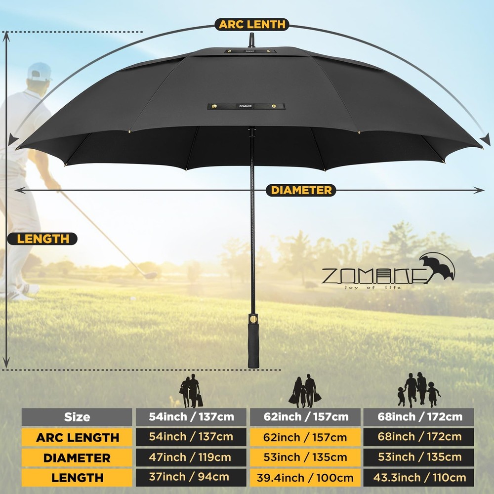 ZOMAKE Golf Umbrella Windproof, Extra Large Oversized Heavy Duty Double Canopy