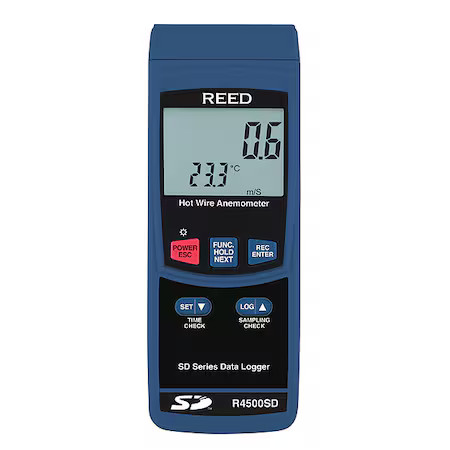 Reed Instruments R4500sd Data Logging Hot Wire Thermo-Anemometer