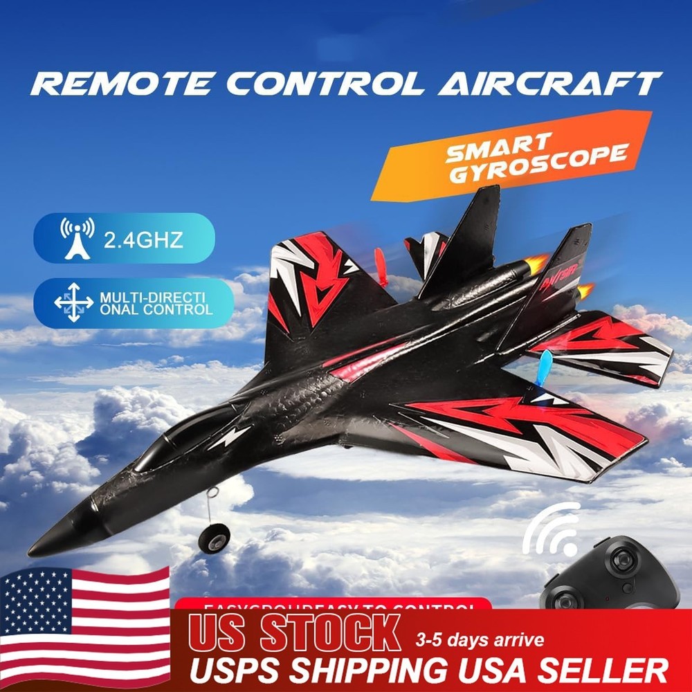 Remote Control Airplane 2.4G RC Glider Fighter Jet 6-Axis Gyro LED EPP Foam RTF
