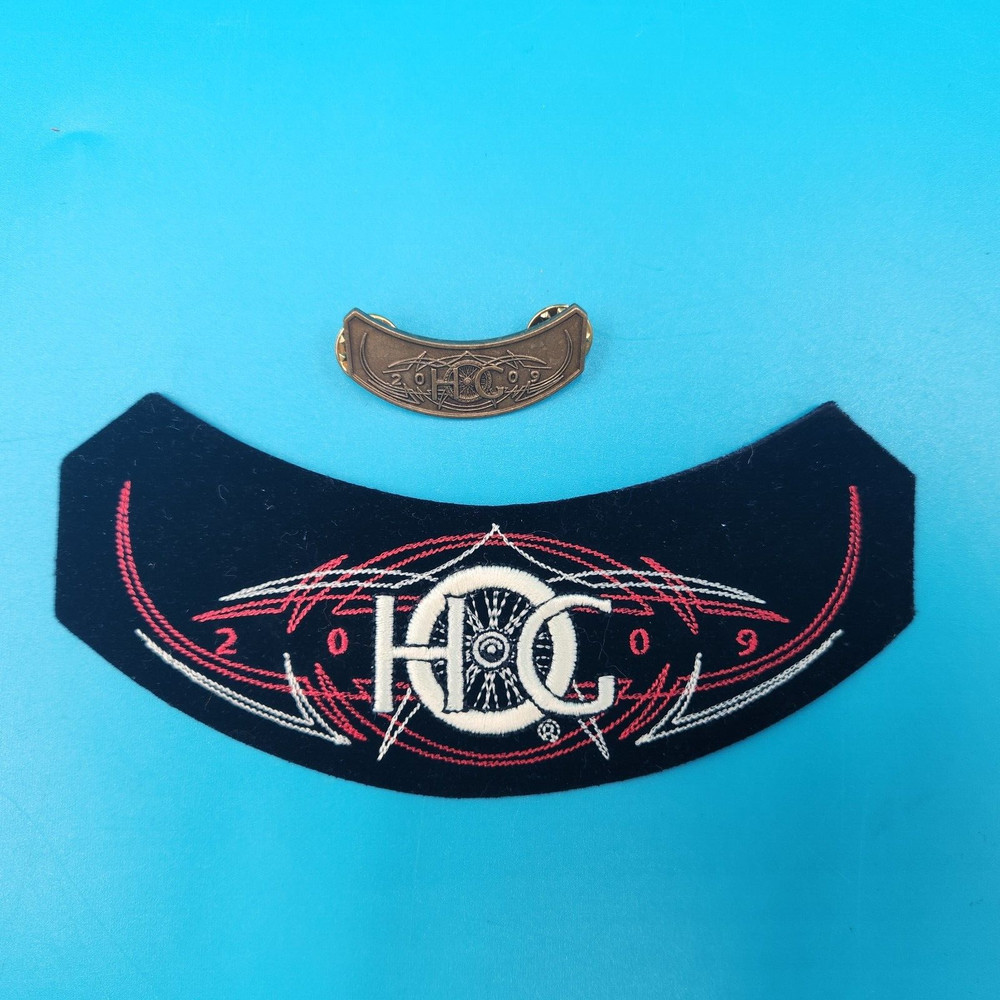 "NEW" 2009 HARLEY DAVIDSON OWNERS GROUP HOG CHAPTER ROCKER PATCH & PIN