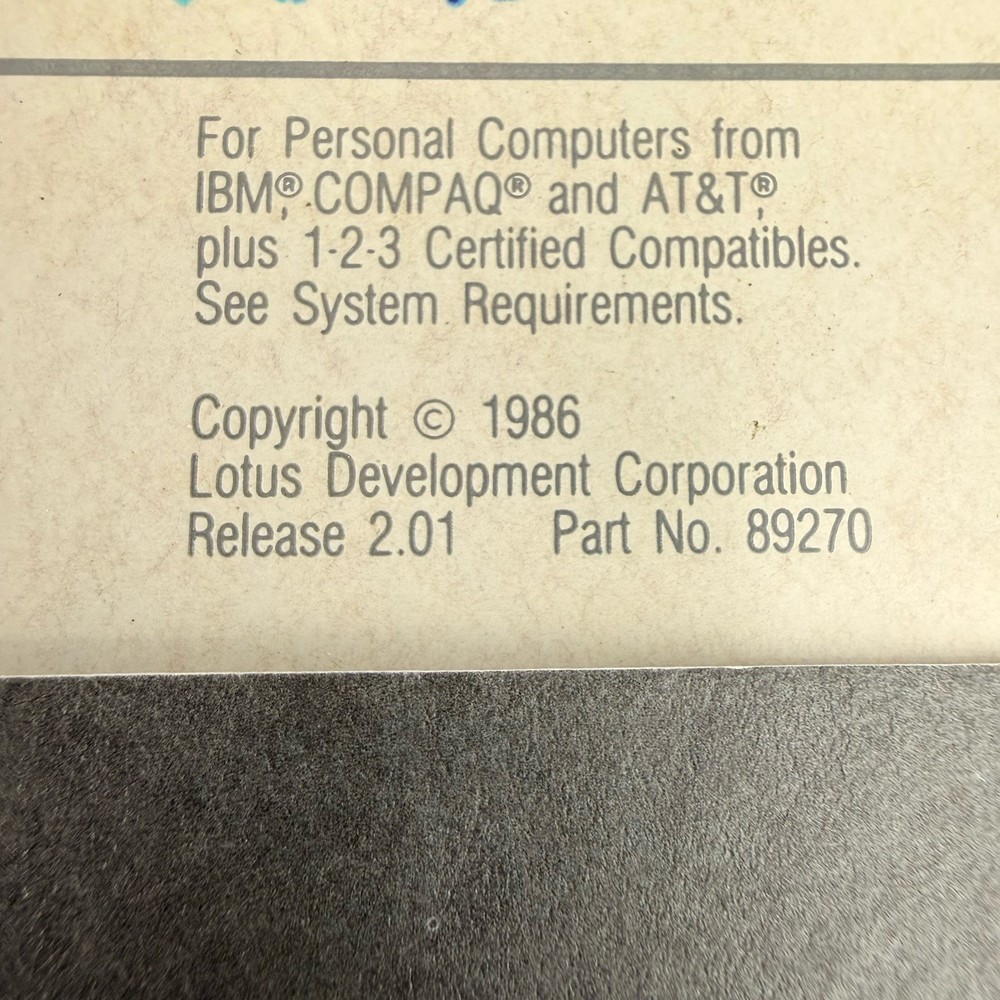 Lotus 1-2-3 Release 2.01 Master System Disk LIM EMS 4.0 Technical Manual Binder