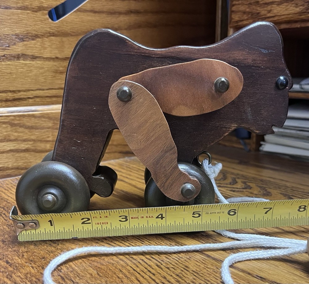 Dark Wood Gorilla Rolling Pull Toy Vintage