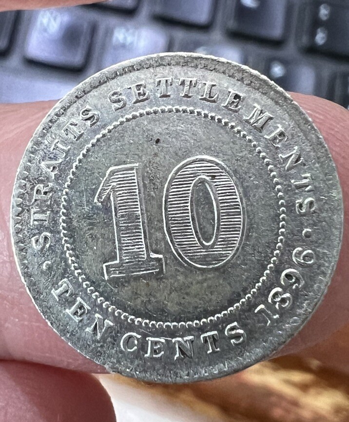 1896 Straits Settlements Silver 10 Cents