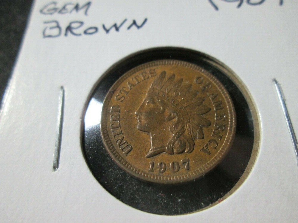 1907 INDIAN CENT   GEM BROWN   PPL