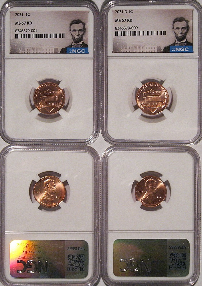 2021 P & D Lincoln SHIELD Cent 2 Coin Set  1c NGC MS 67 RD