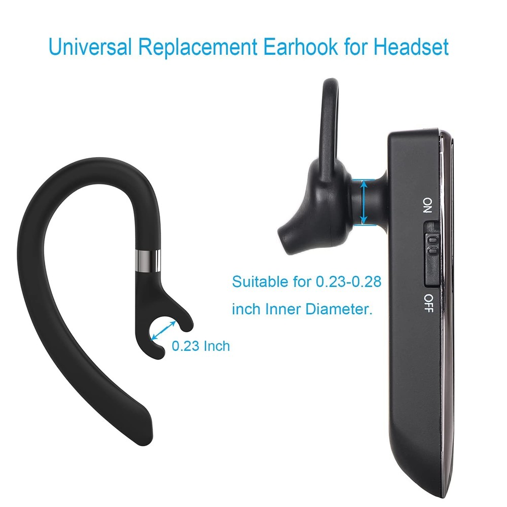 Replacement Ear Hooks for Earpiece, AMZLUV Solf Silicon Flexible Large, Black