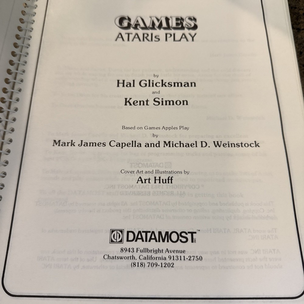 Games Ataris Play copyright 1983 Datamost Inc.