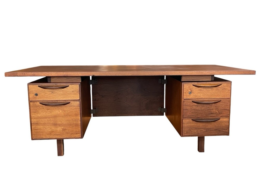 Jens Risom Mid Century Walnut Wood Executive Desk
