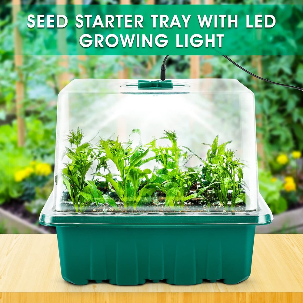 Seed Starter Tray with Light, 6PCS Seed Starter Kit with Grow Light, Seedling...
