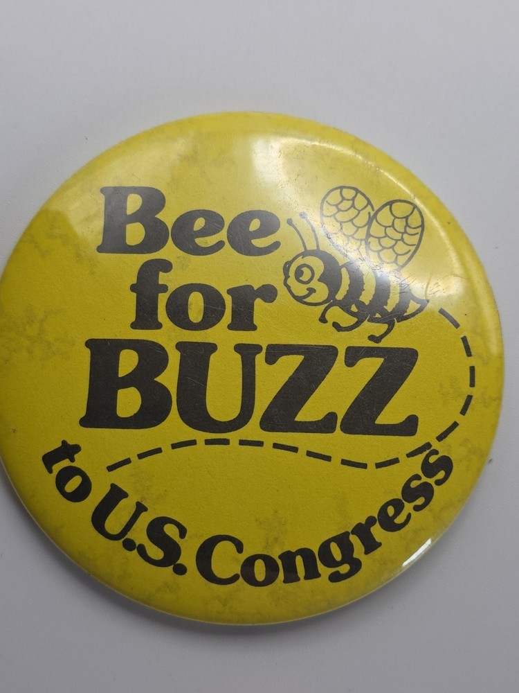 Bee for Buzz to U.S. Congress Button Pinback Pin