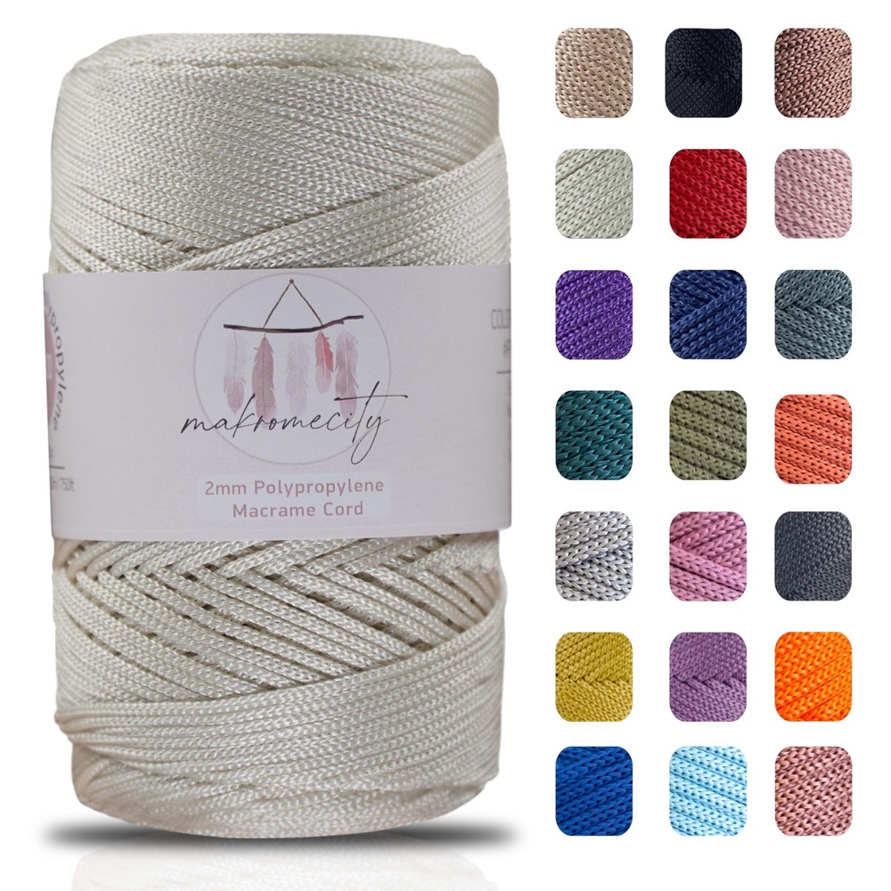 Polyester Macrame Cord 2mm x 250 Yards 750 feet 2mm Polypropylene Macrame Co...