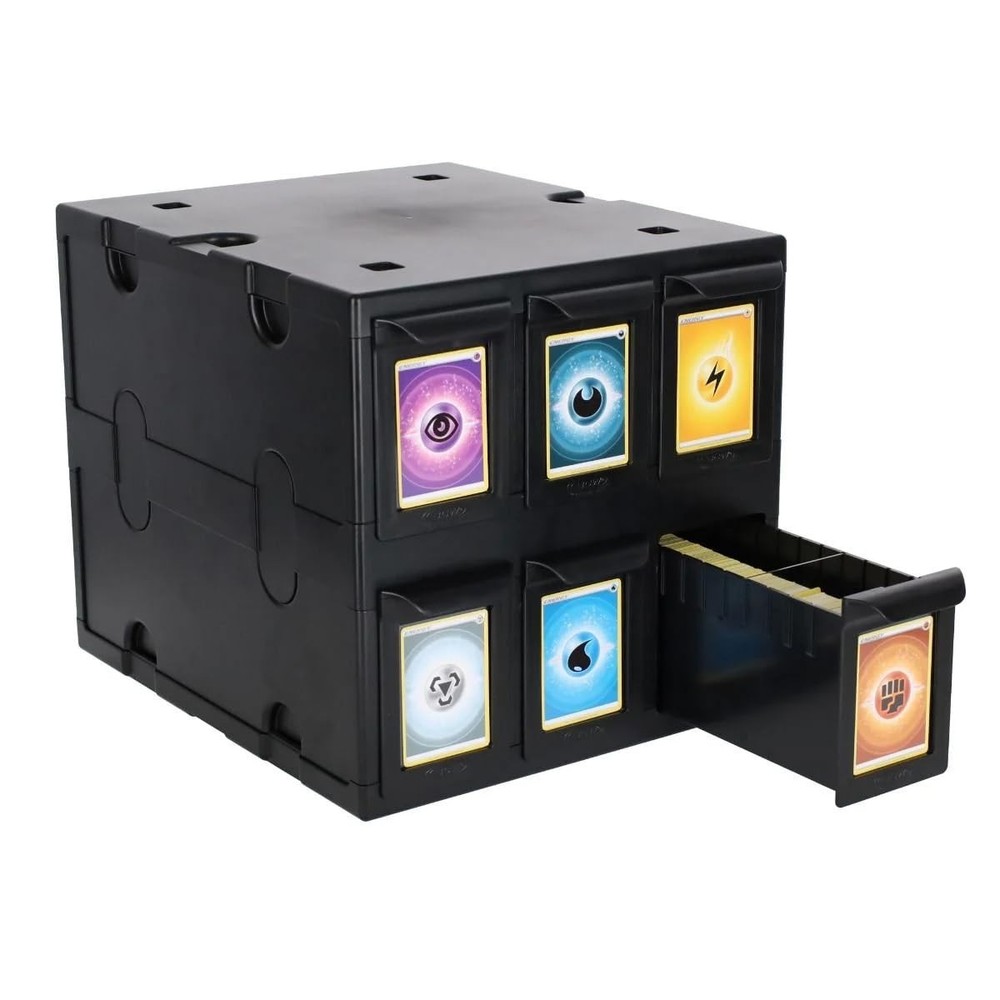BCW 6 Drawer Card Catalog - Black Stackable Trading Card Organizer Box Holder
