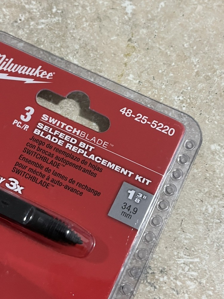 Milwaukee 48-25-5220 1-3/8” Switchblade 3 Blade Self Feed Bit Replacement Kit