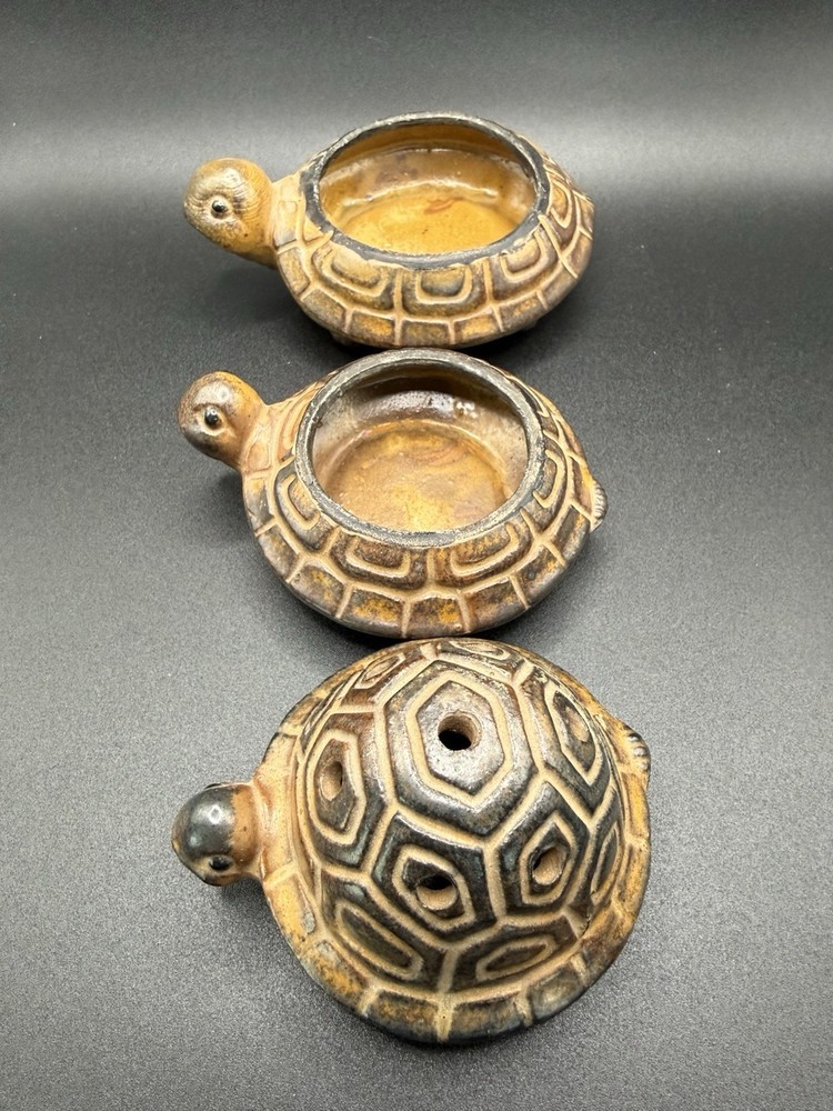 Vintage Ceramic Turtle Incense Burner Stacking Turtle Figurine Cone Holder