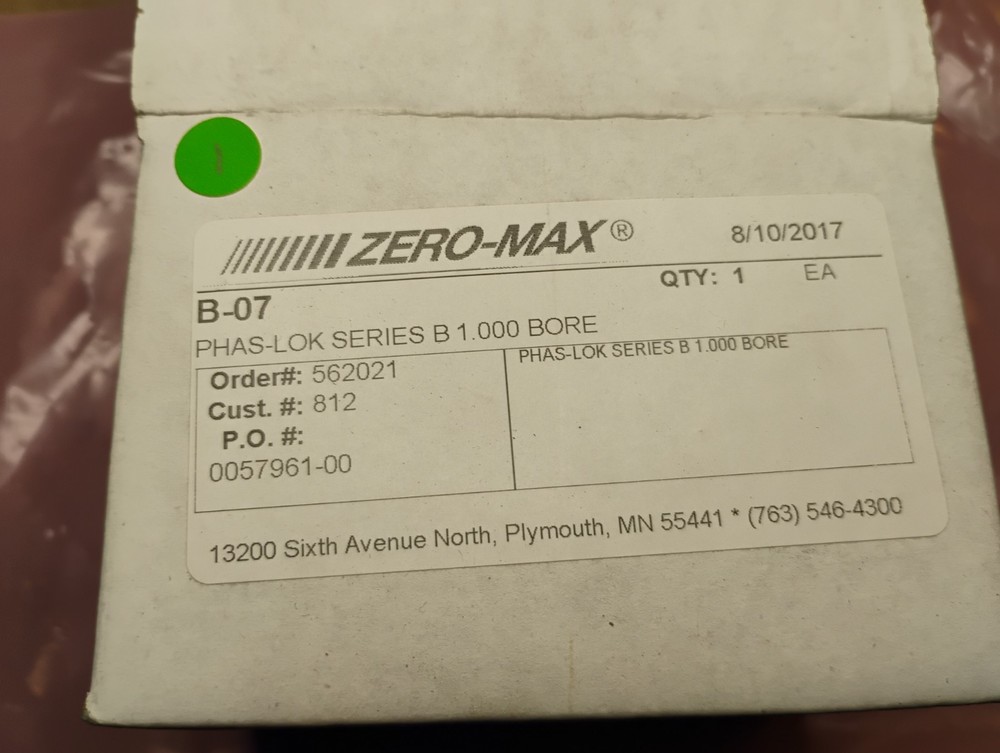 Zero-Max B-07 Phas-Lok Series B 1.000 Bore - Fast Ship