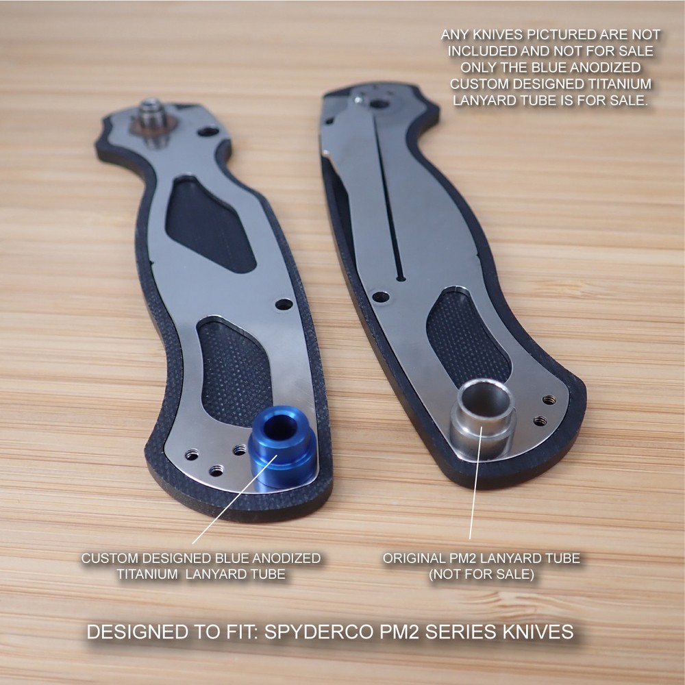 Spyderco Paramilitary PM2 Custom Titanium Lanyard Tube BLUE Anodized - NO KNIFE