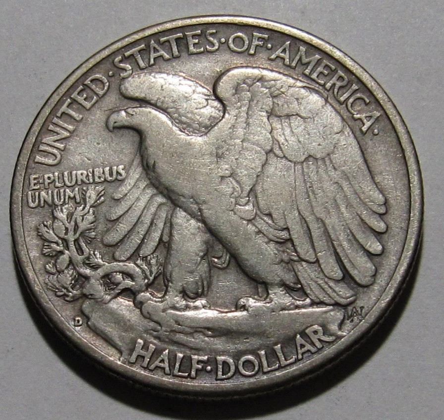 1938 D Liberty Silver Half Dollar