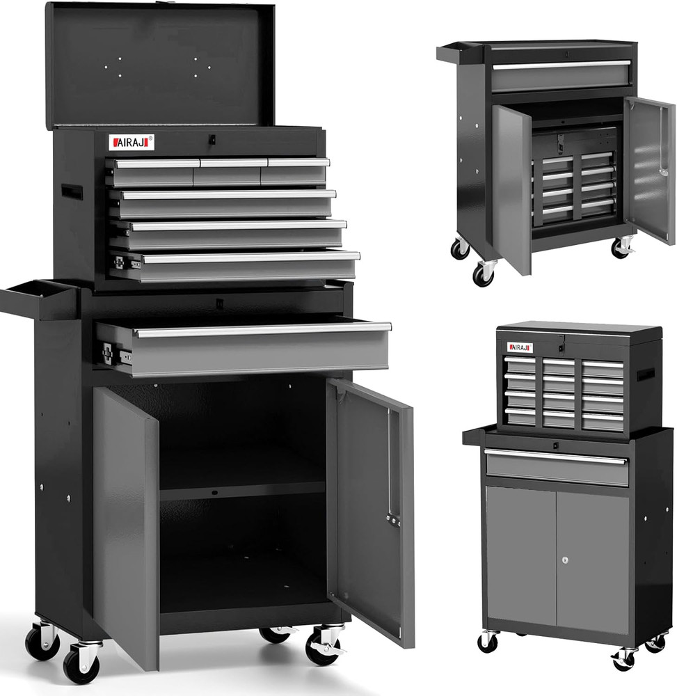 Tool Chest 7-Drawer | 40'' H Rolling Tool Chest with Wheels | Detachable Top Met