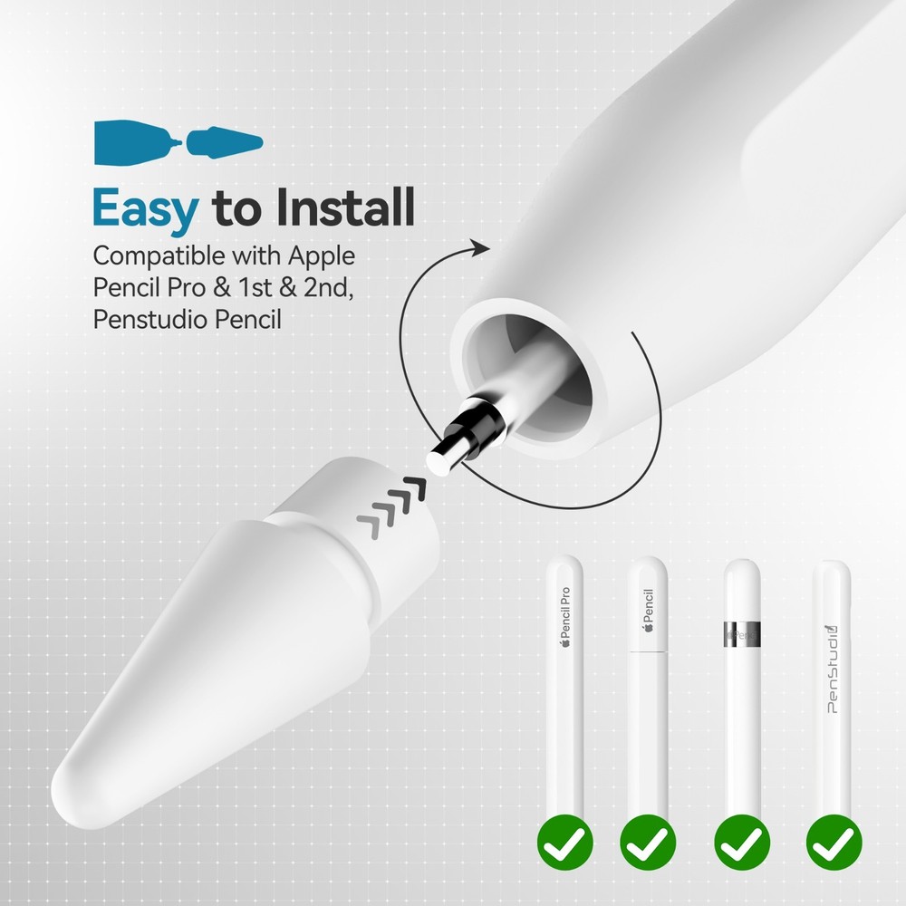 Penstudio Replacement Tips for Apple Pencil Pro/1st/2nd &USB-C | 3 Pack | White