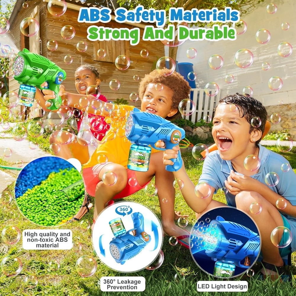 Bubble Gun Machine for Kids 4-8: 2-Pack Automatic Bubble Guns with 2 Bottles Ref