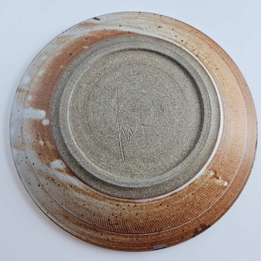 Vintage Studio Pottery Plate Signed Handmade Stoneware 10” Abstract Glaze