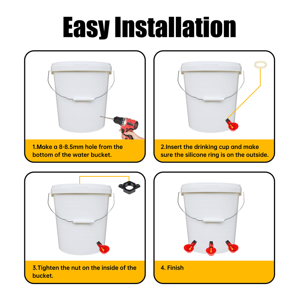 10pcs Poultry Water Drinking Cups Chicken Hen Plastic Automatic Drinker Feeder