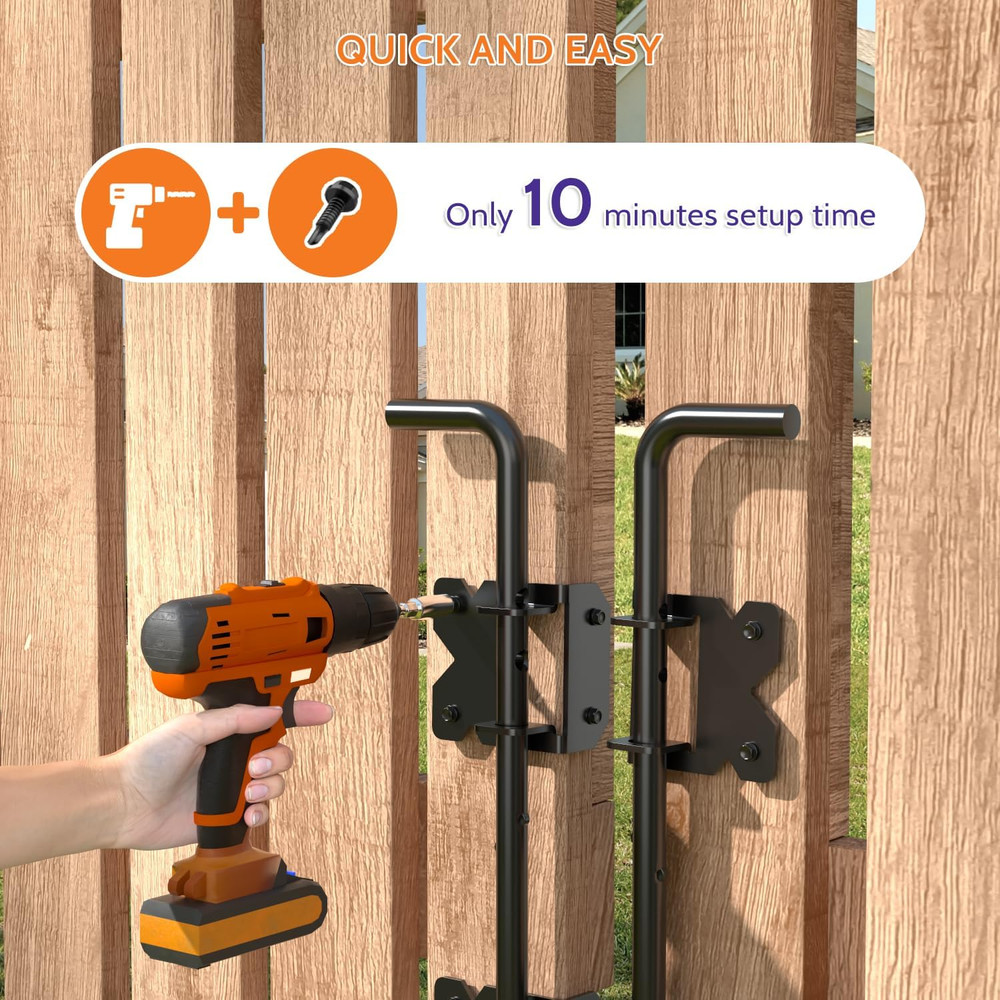 Self-Closing Double Gate Fence Hardware with Hinges, Latch & Drop Rod