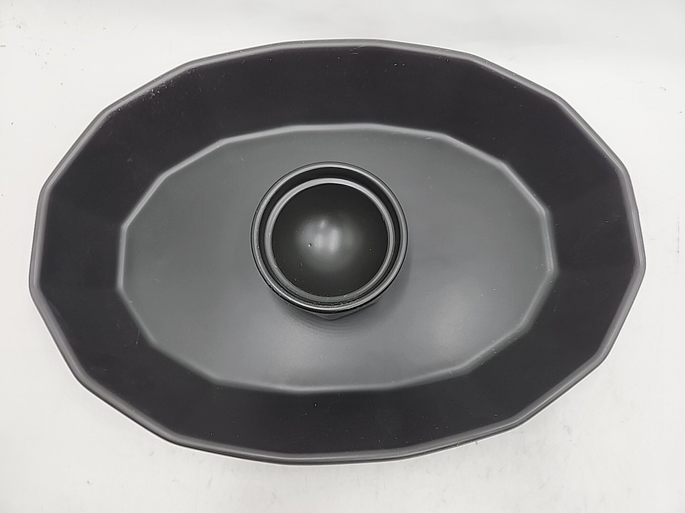 NEW Bright Angle Ceramic Serving Dish 15" Geometric Grey