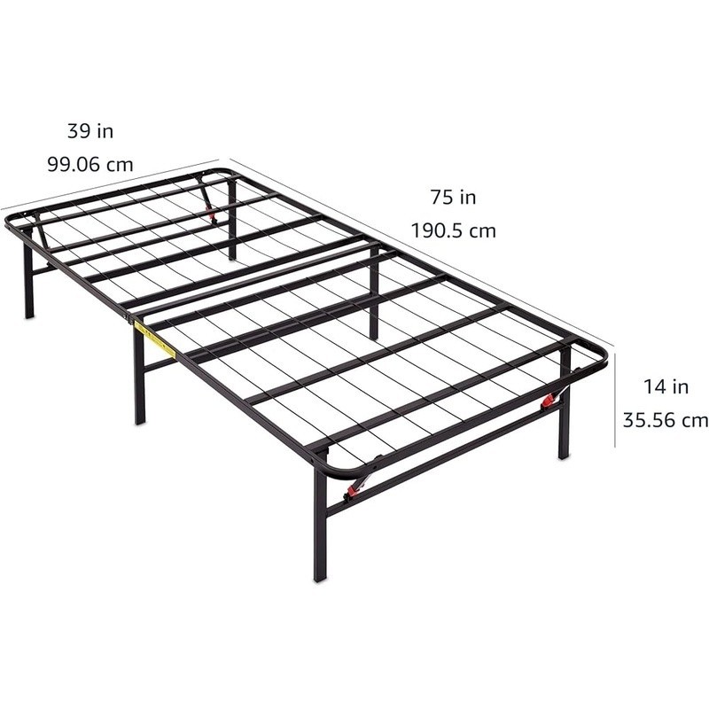 Sturdy Twin Bed Frame Metal Platform No Box Spring Needed Foldable Storage New