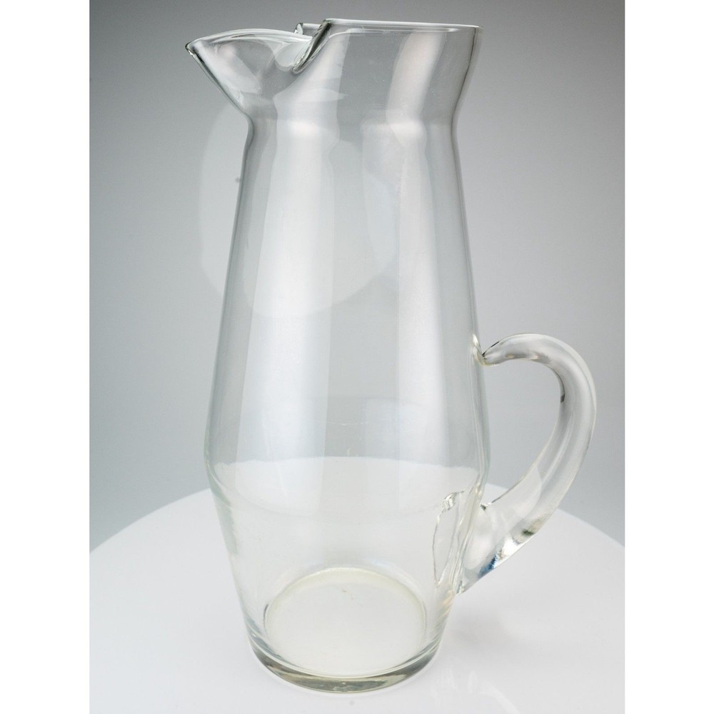 Clear Glass Beverage Pitcher with Handle and Spout