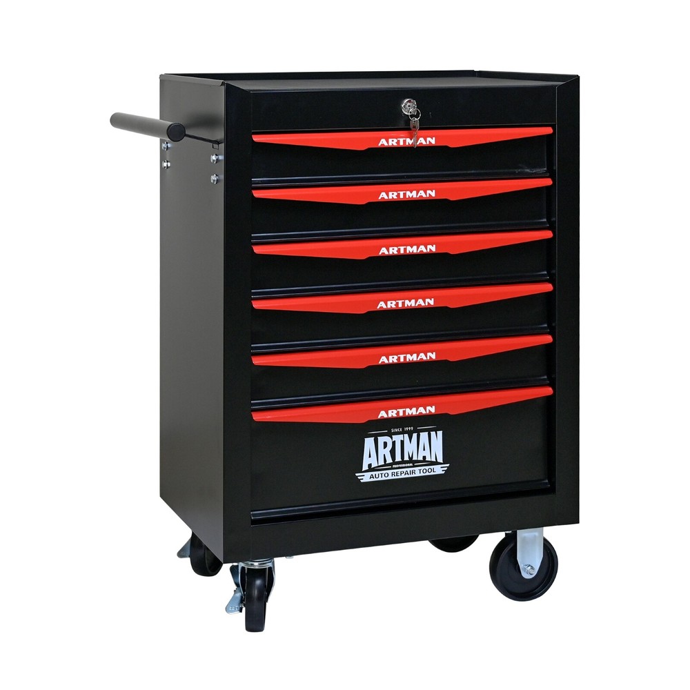 6 Drawer Rolling Tool Box Hardware Storage with Lock for Garage Workshop, DIY
