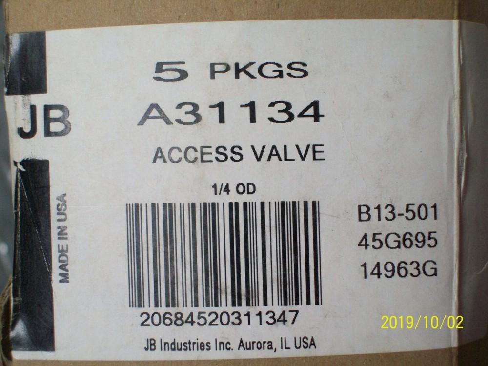 *3 PACK* JB JUST BETTER A31134 ACCESS VALVE 1/4 OD