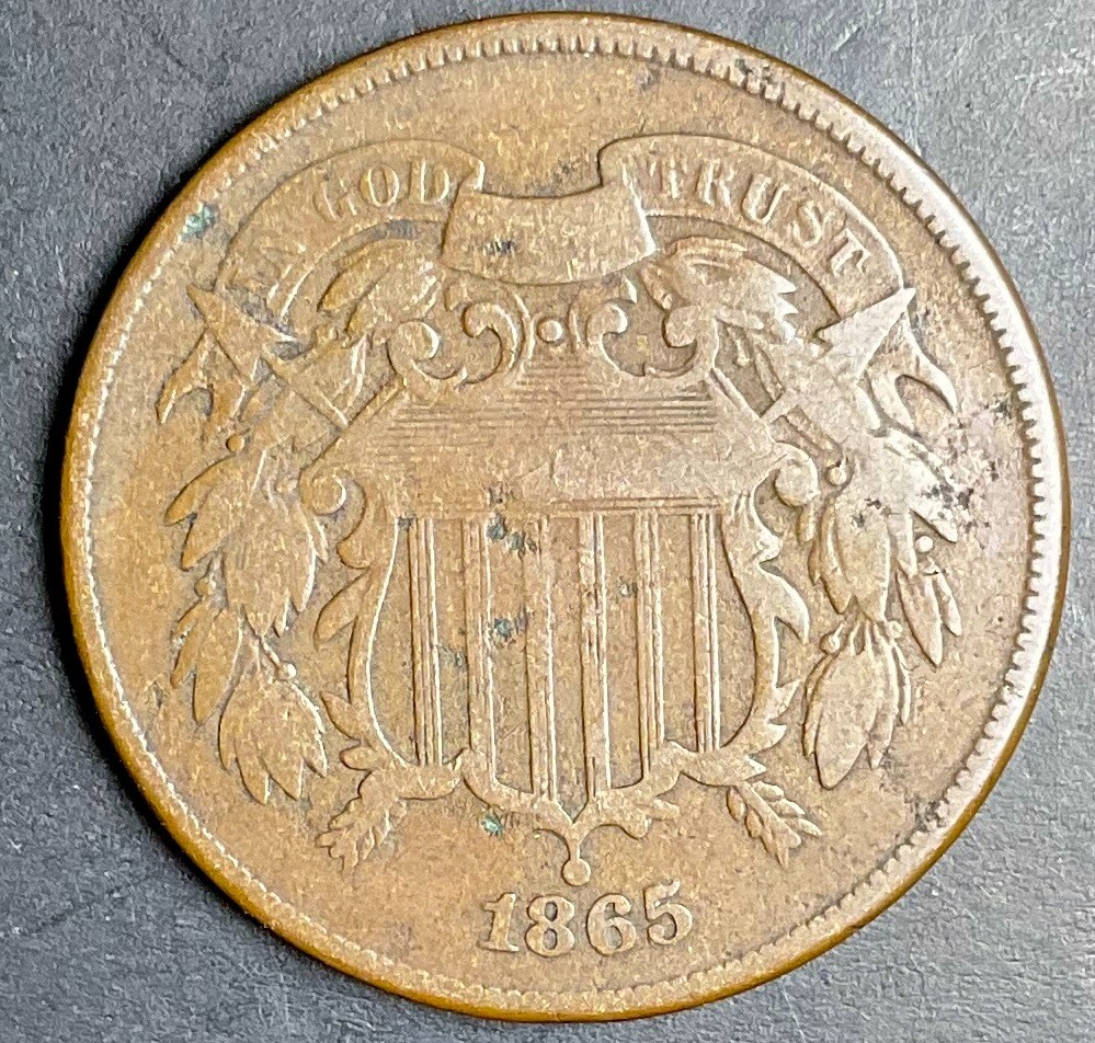 1865 Two 2 Cent tough old collection coin L23