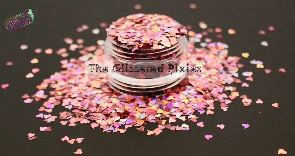 CURVED HEART glitter in Holographic Puppet - Pixie Shapes!