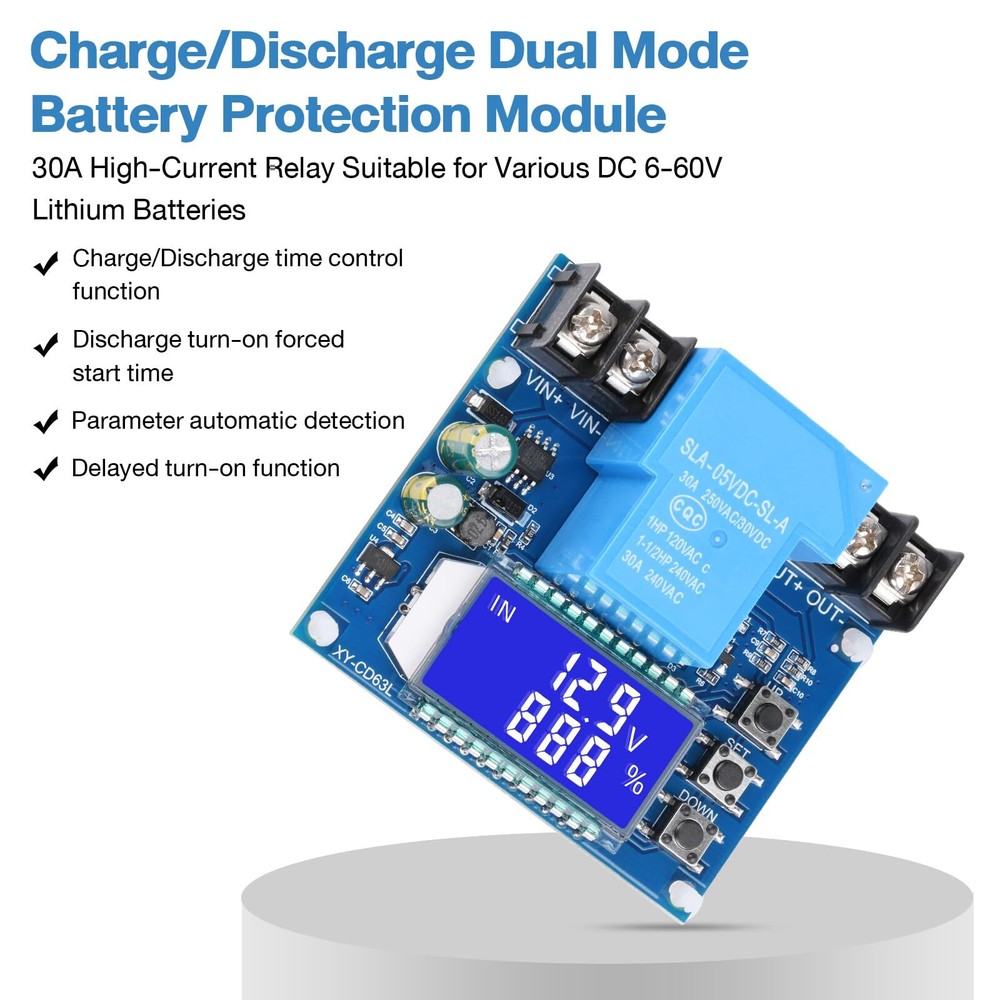 Low Voltage Cutoff Controller DC 6-60V 30A Low Voltage Disconnect Protection ...