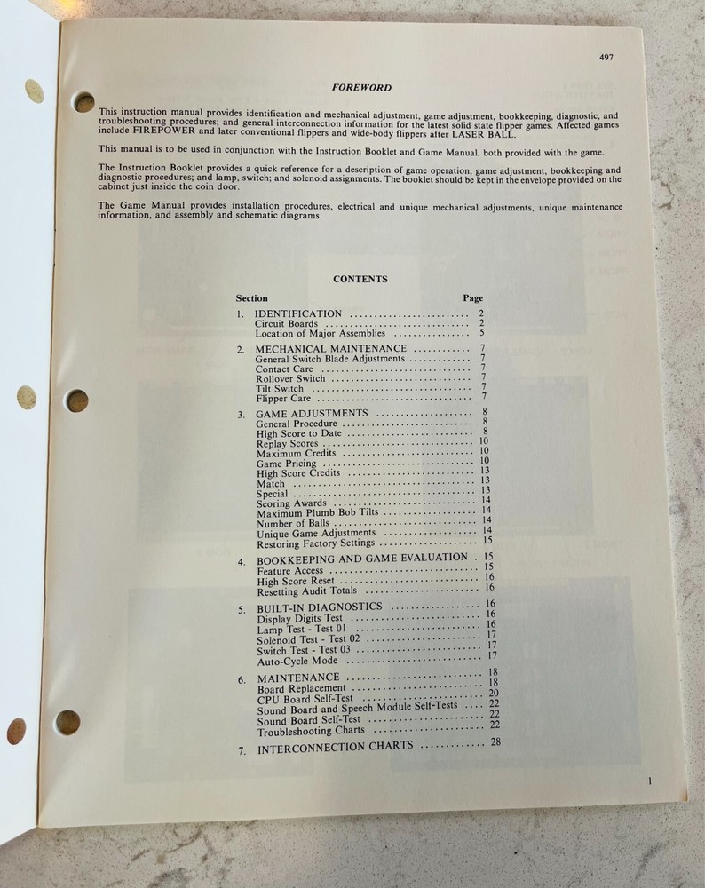 Williams Electronics Solid State Flipper Maintenance Manual - 1980