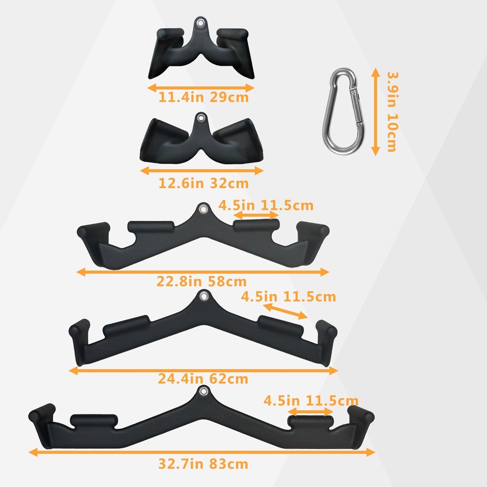 5PC Lat Pull Down Bar T bar Row Attachment V Bar Tricep Lat Pulldown Attachments