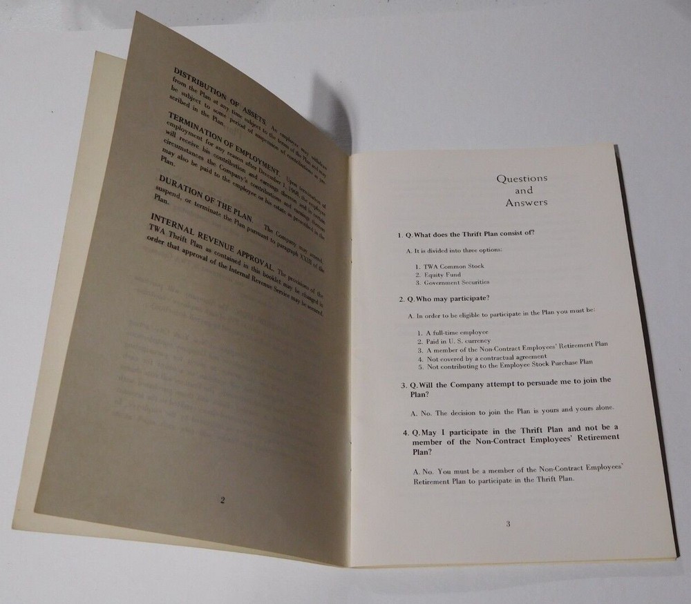 TWA YOUR NEW TWA THRIFT PLAN EFFECTIVE 6/1/1968