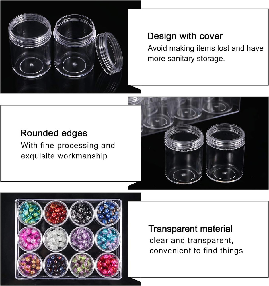 Clear Bead Organizer Small Bead Storage Containers Set 12 Pieces Plastic Storage