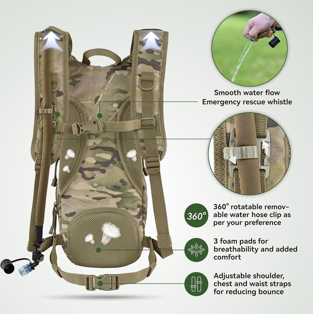 Tactical Molle Hydration Pack Backpack with 3L TPU Water Bladder, Military Da...